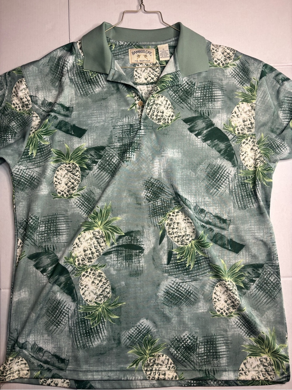 Bamboo Cay Pineapple Polo AeroCool Resortwear Hawaiian Shirt XL